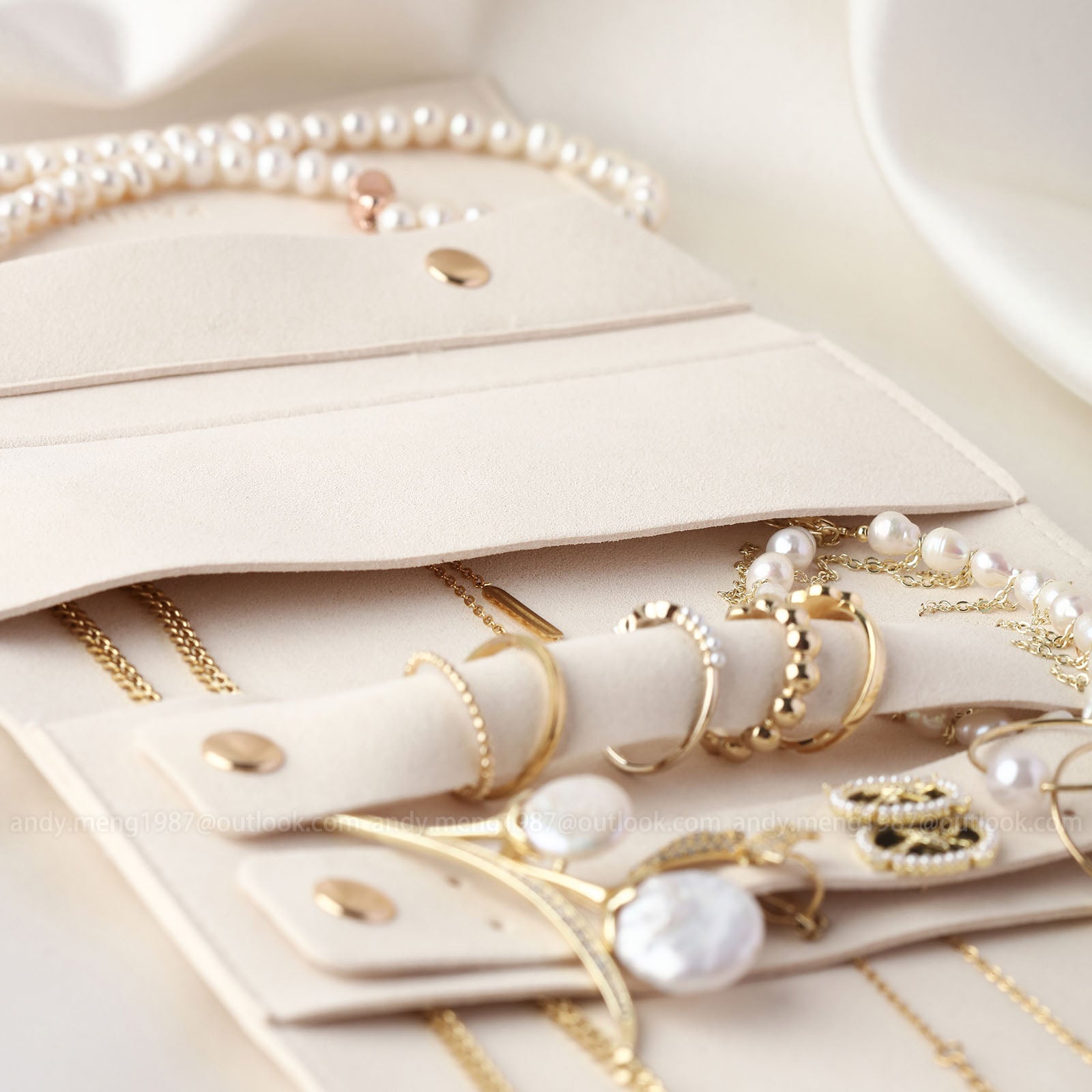 34x17cm jewelry travel pouch ivory