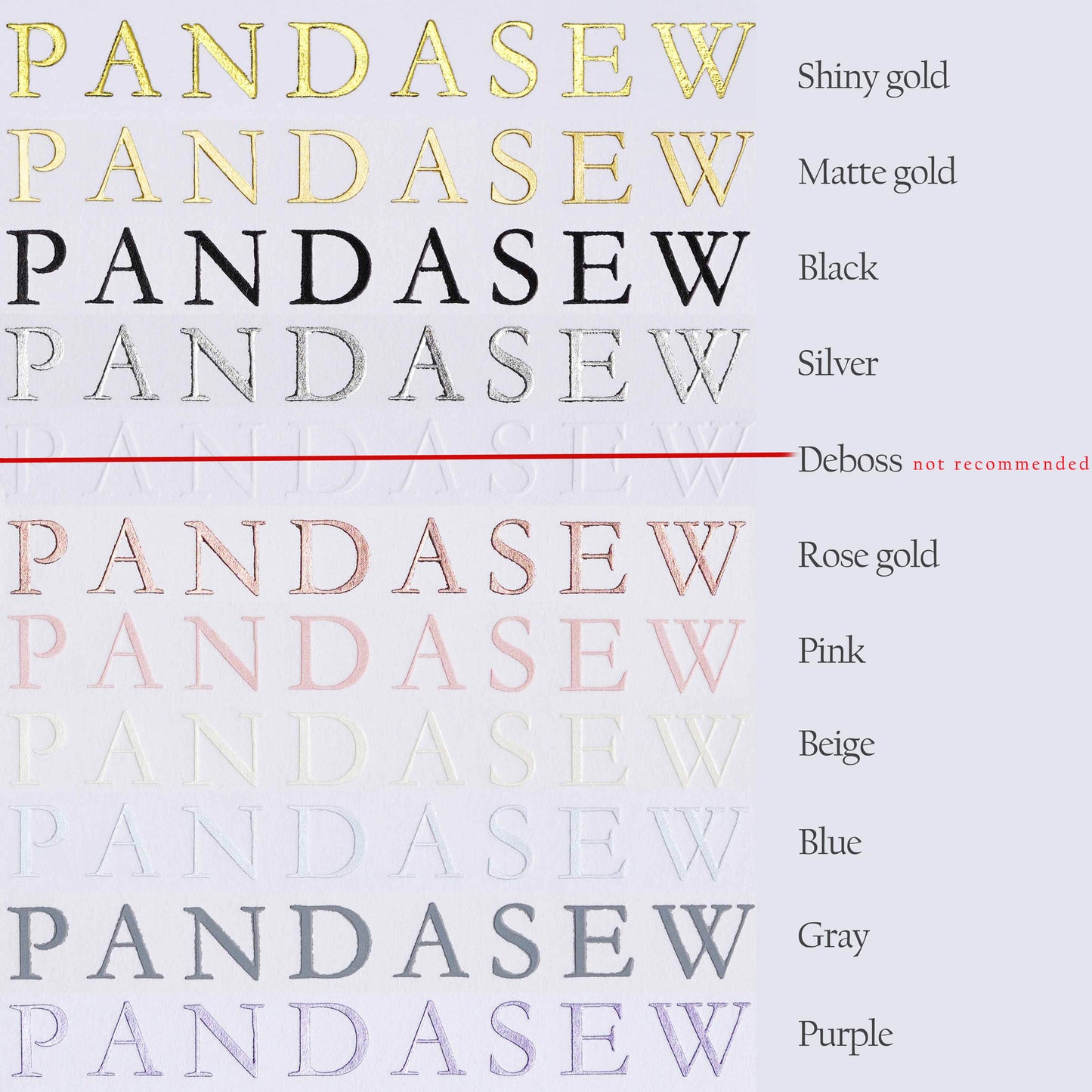 LOGO printing colors chart