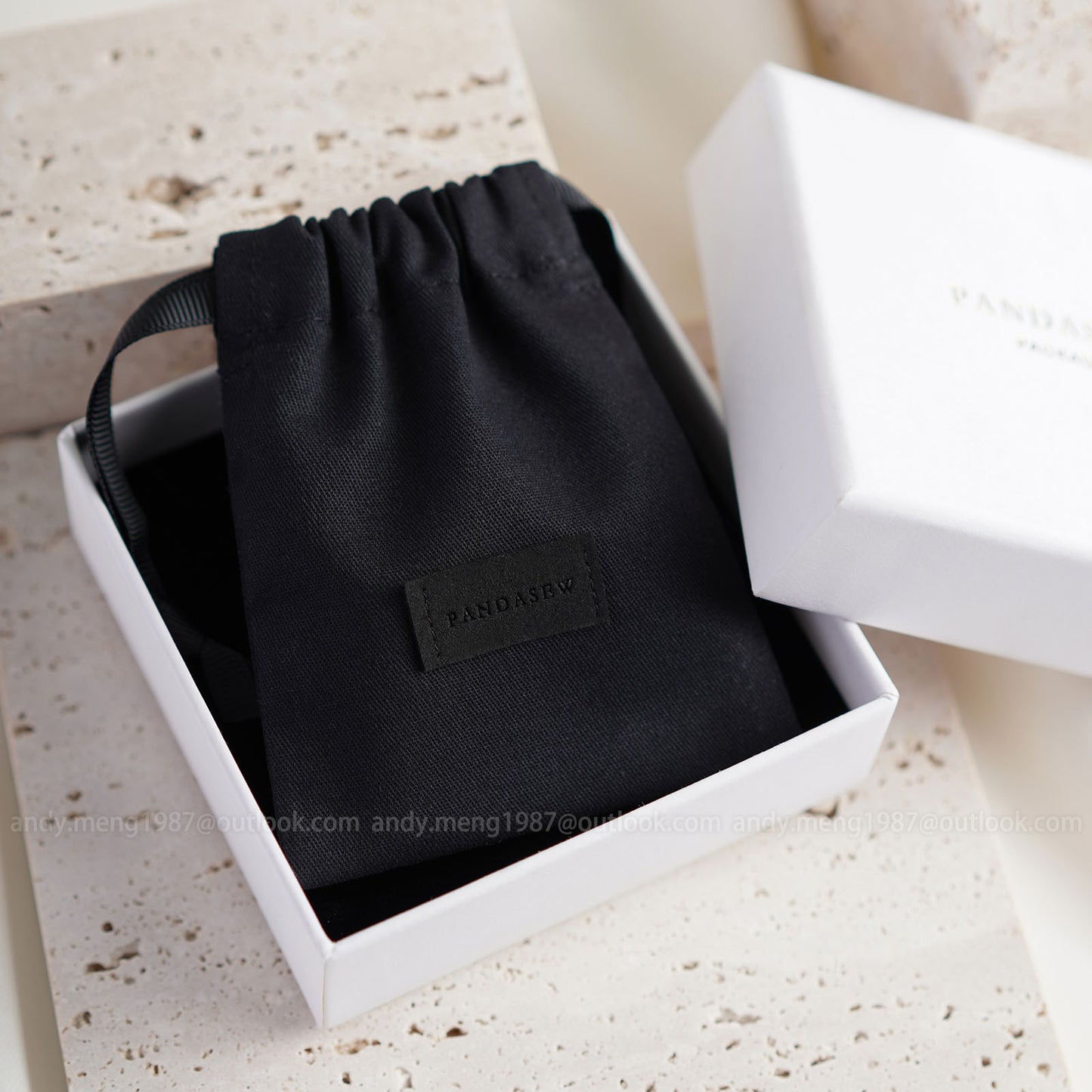 Jewelry pure cotton pouch black with box custom size and logo