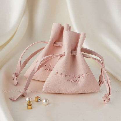 pink drawstring microfiber pouch