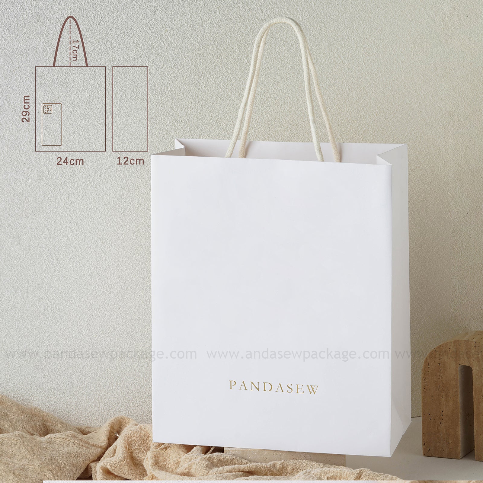 white paper bags with handles