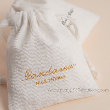 Pandasew Custom Logo 50pcs Herringbone Twill Cotton Jewelry Drawstring Bags HRB-113