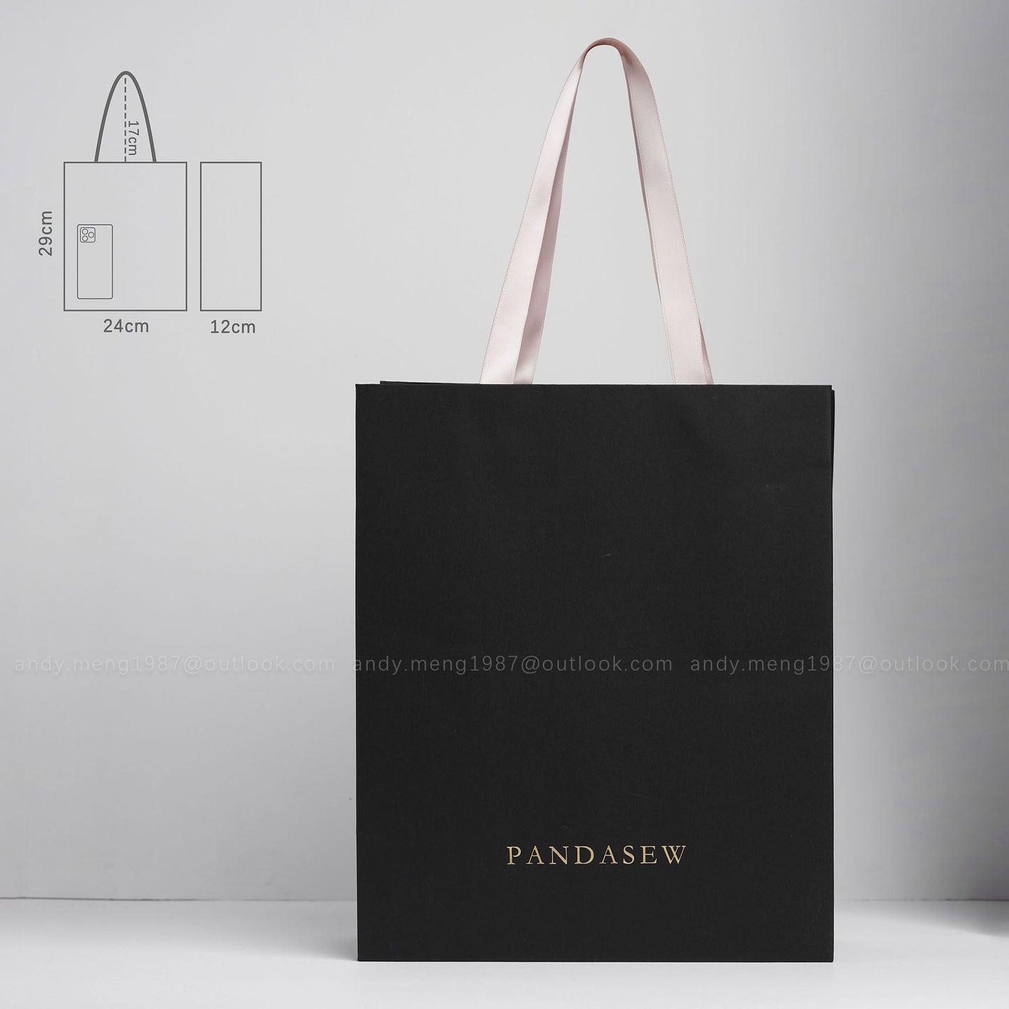 Black Large Paper bag 24x29cm, kfrat package bag wholesale