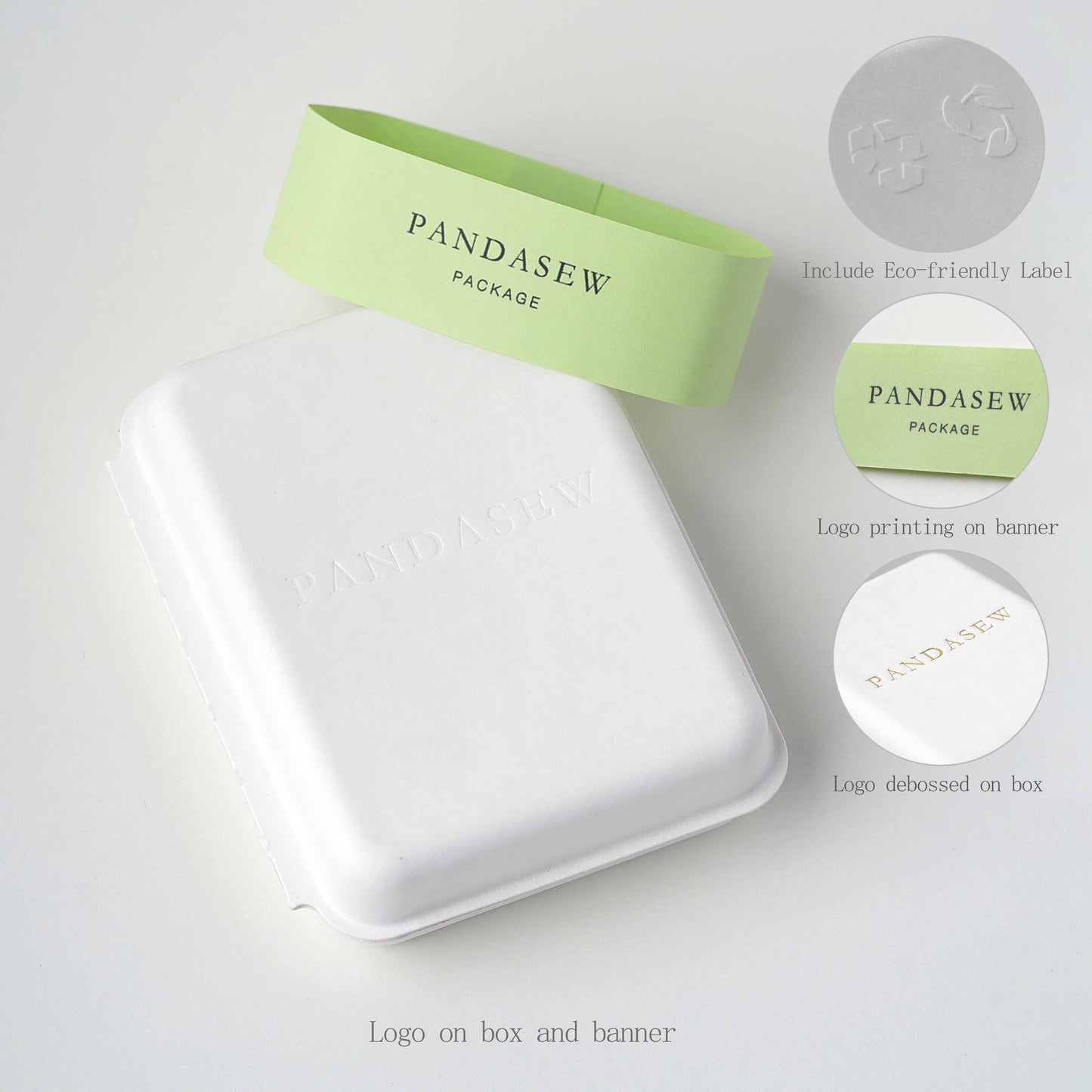 white pulp-box with colorless logo debossed