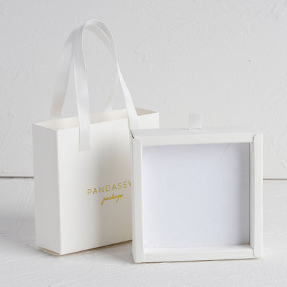 Pandasew Custom Logo FreeShipping 50pcs 10*10*3.5cm Tote Jewelry Paper Box BXt-143