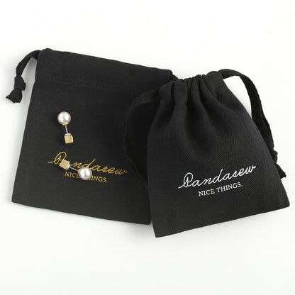 Pandasew Custom Logo 50pcs Herringbone Twill Cotton Jewelry Drawstring Bags HRB-113