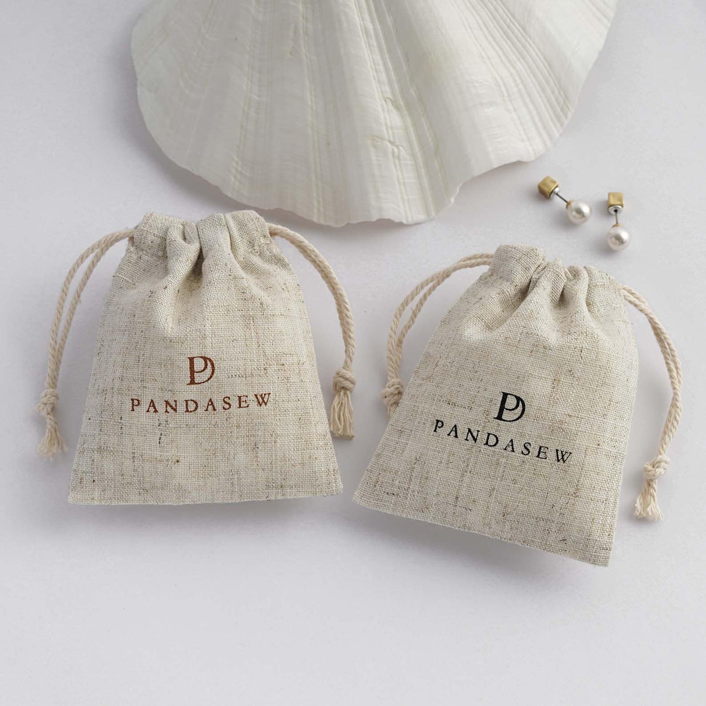 Pandasew Custom Logo 50pcs Linen Jewelry Drawstring Bags Soap Candle Bags LN-111.